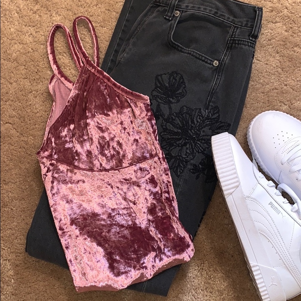 Dusty Rose Velvet Bodysuit